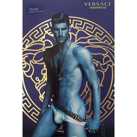 M2-24 VERSACE Men's Greca Boxer Briefs Cotton Stretch White Size 4/30-32/S - Picture 10 of 11